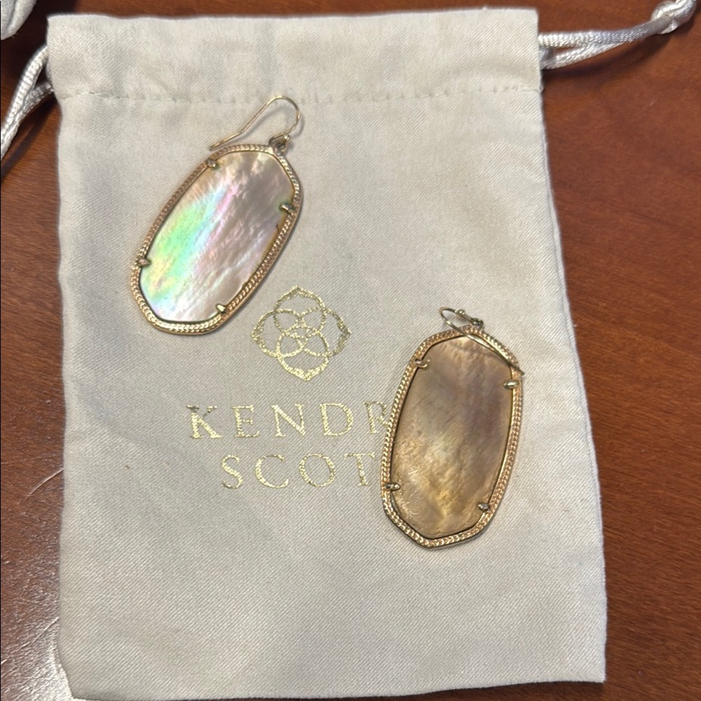 Kendra Scott Iridescent and Gold Drop Earrings